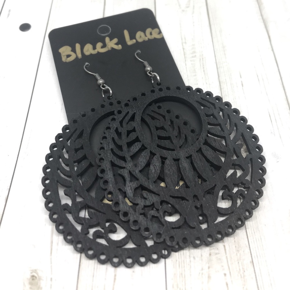 Wooden hook earrings light weight.